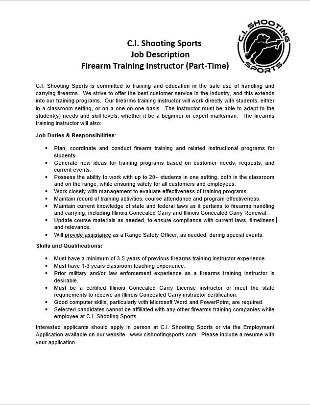 Firearm Training Instructor 10 2026